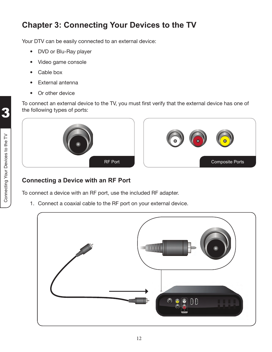 Chapter 3: connecting your devices to the tv | Zanussi VMB070 User Manual | Page 18 / 66