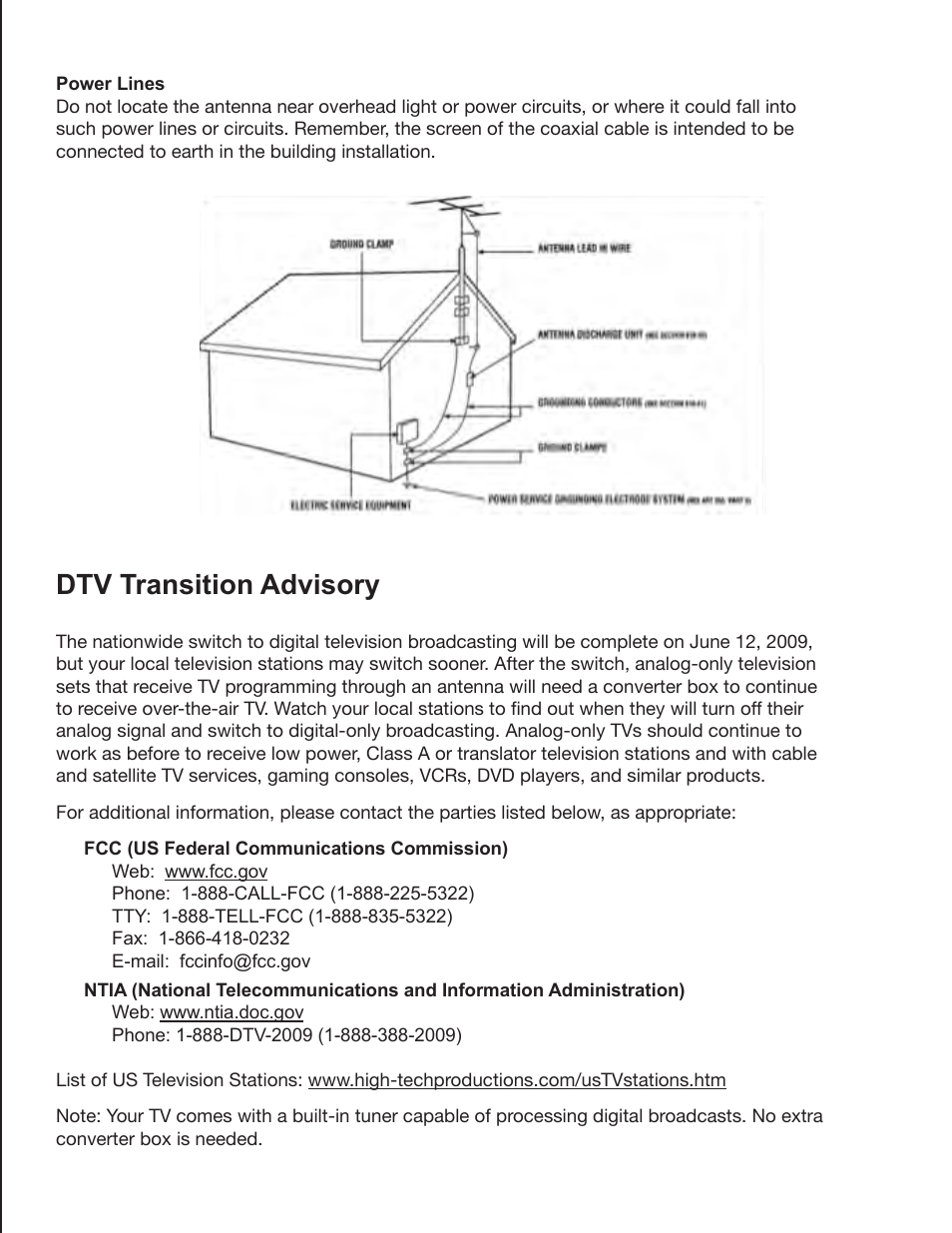 Dtv transition advisory | Zanussi VMB070 User Manual | Page 5 / 66