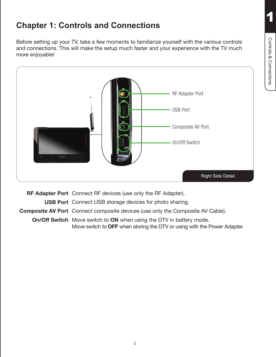 Chapter 1: controls and connections | Zanussi VMB070 User Manual | Page 7 / 66