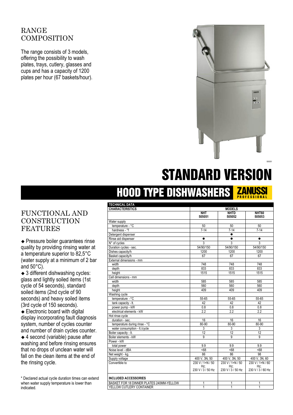 Zanussi NHT User Manual | 3 pages