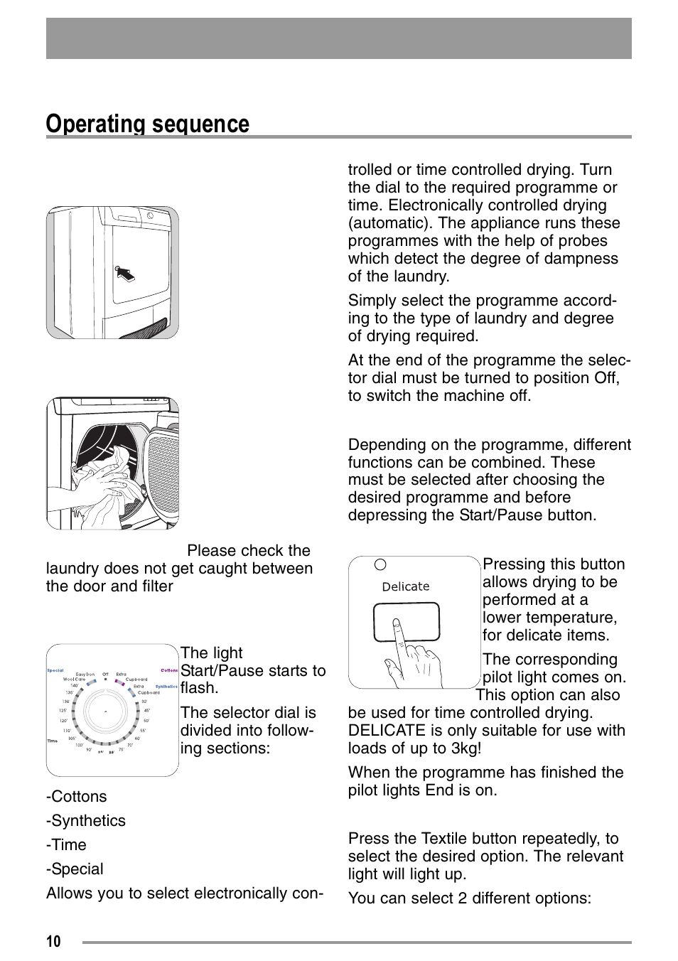 Operating sequence | Zanussi 136905611-00-02092008 User Manual | Page 10 / 26