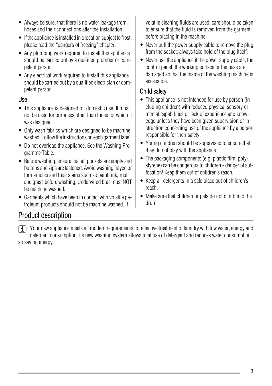 Product description | Zanussi FCS 1020 C User Manual | Page 3 / 24