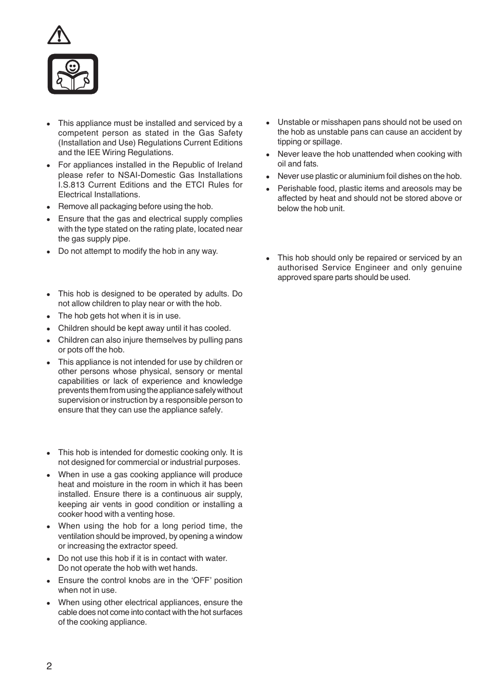 Important safety information, Installation, Child safety | During use, Service | Zanussi ZGF 782 CTN User Manual | Page 2 / 20