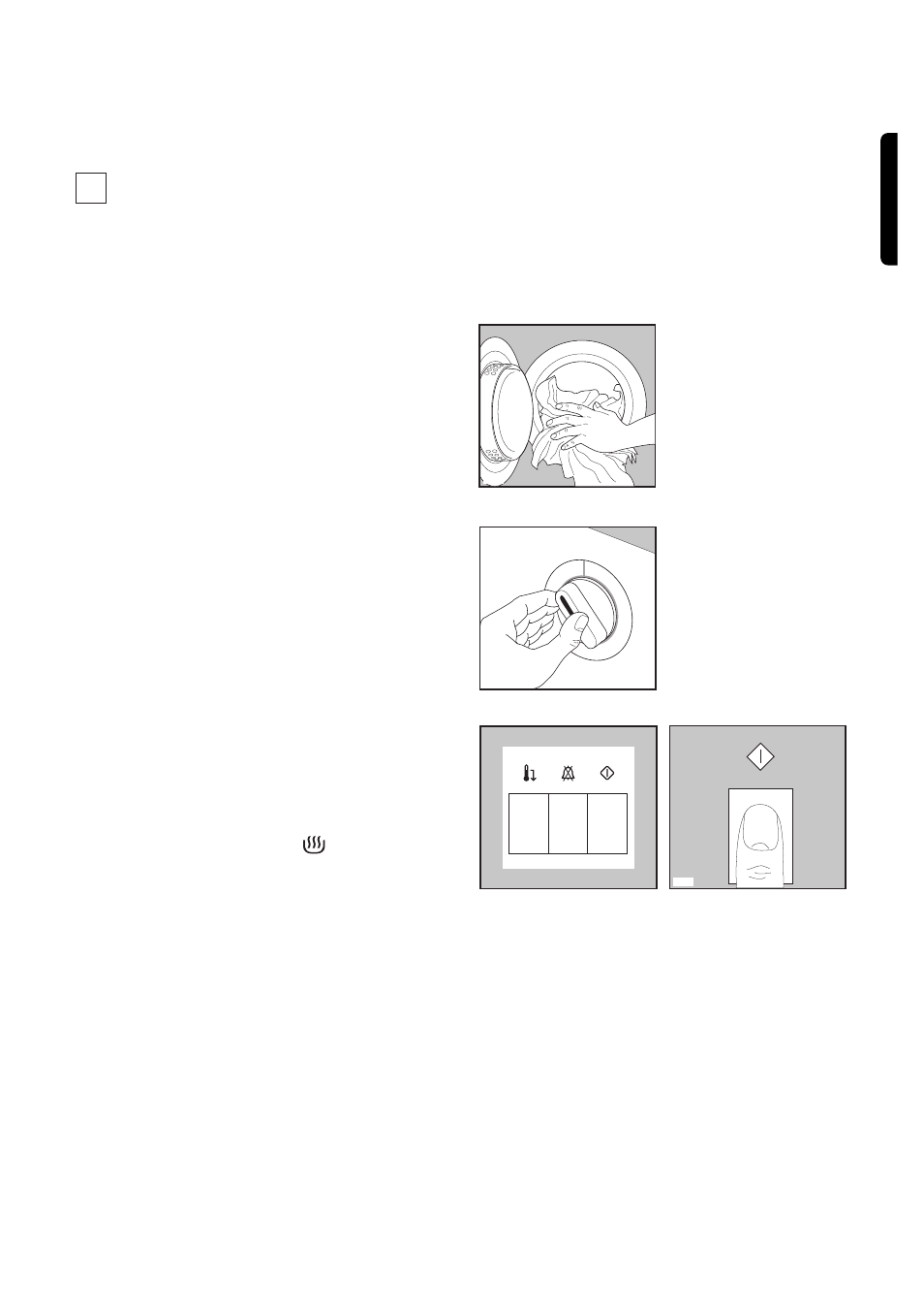 Drying sequence, Load the laundry, Select the drying time or the drying programme | Select the required option and start the machine, When drying is completed | Zanussi TDS 473E User Manual | Page 11 / 14