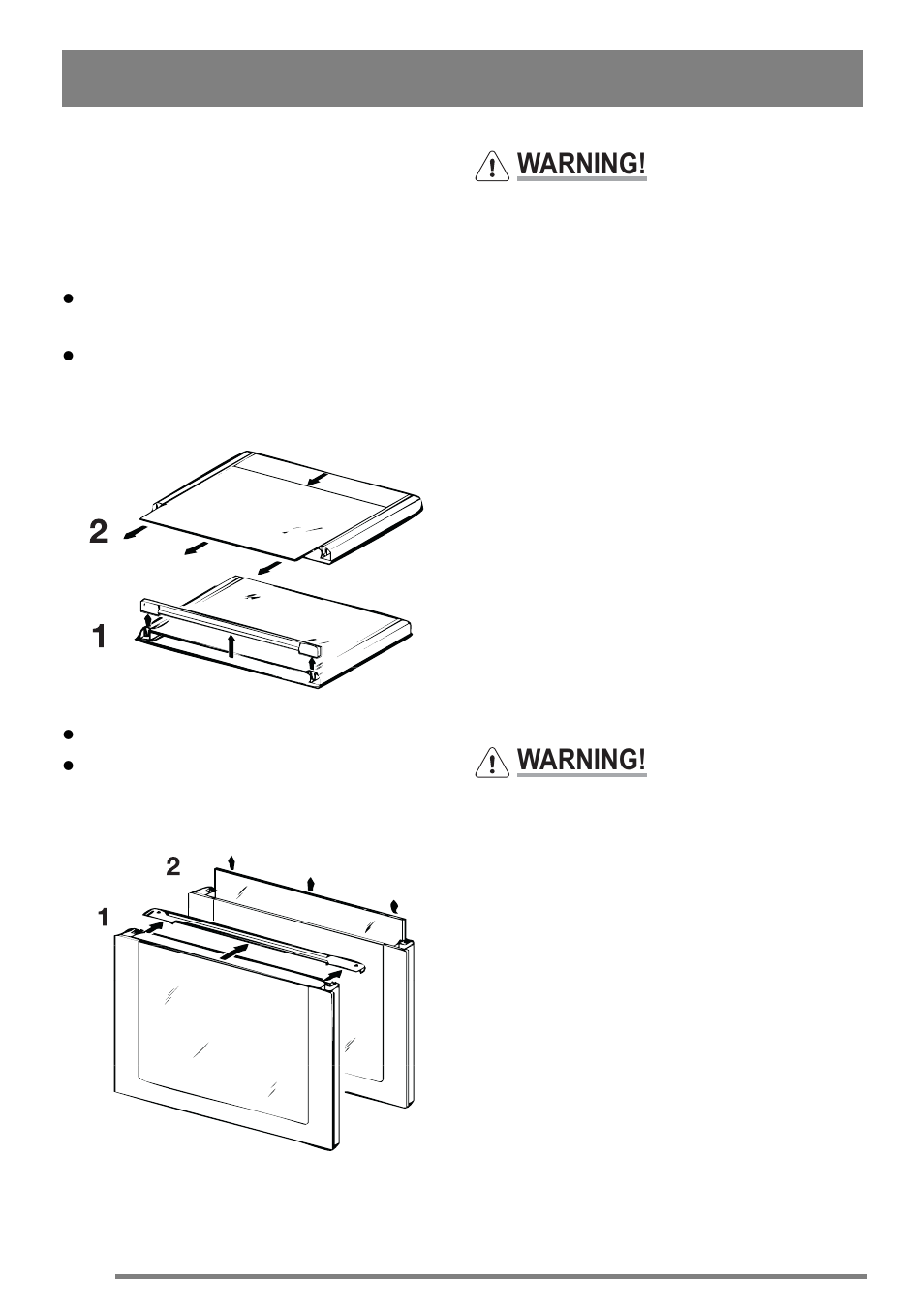 Warning | Zanussi U30359 ZKC5540 User Manual | Page 30 / 40