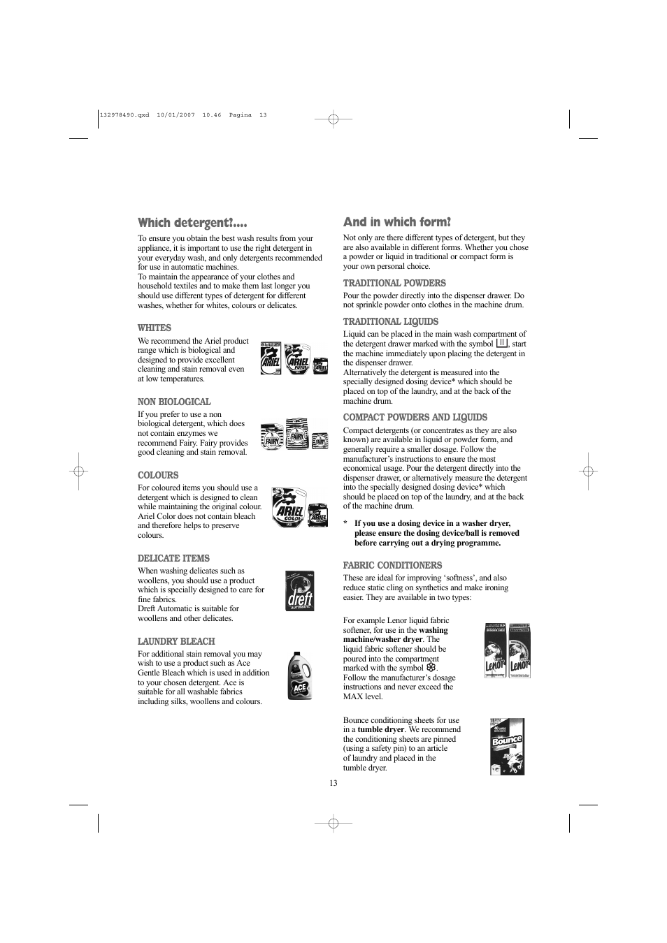 And in which form, Which detergent | Zanussi ZWF 1427 W User Manual | Page 13 / 28