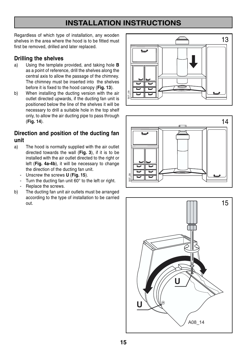 Installation instructions | Zanussi ZHC 916X User Manual | Page 15 / 20