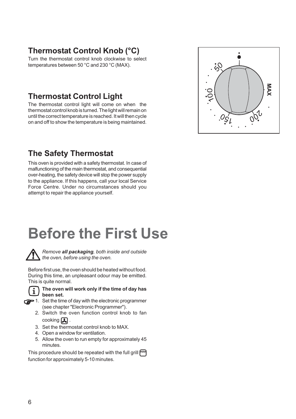 Before the first use | Zanussi ZOB 660 User Manual | Page 6 / 24