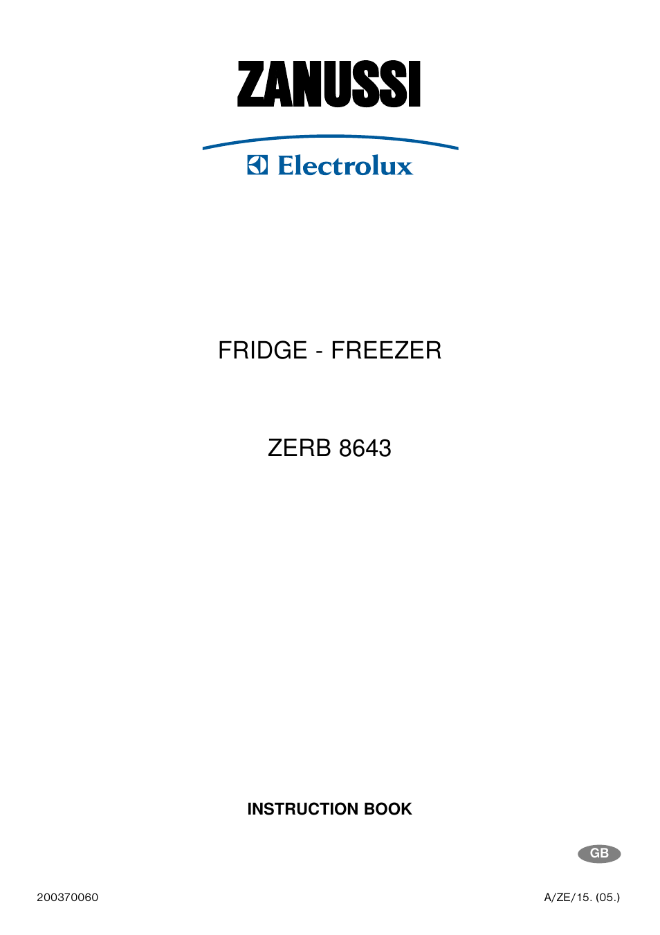 Zanussi ZERB 8643 User Manual | 20 pages