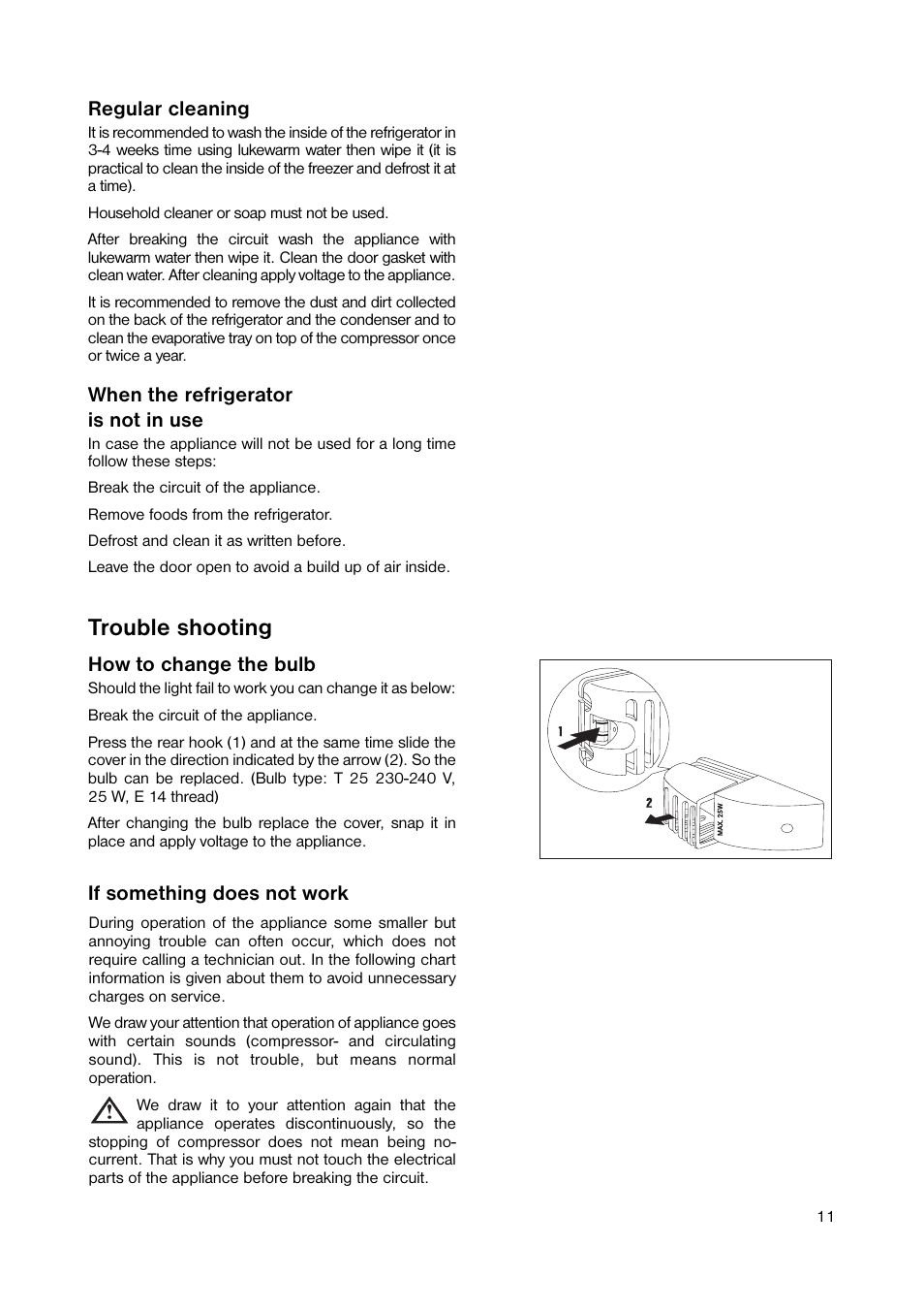 Trouble shooting | Zanussi ZERB 8643 User Manual | Page 11 / 20