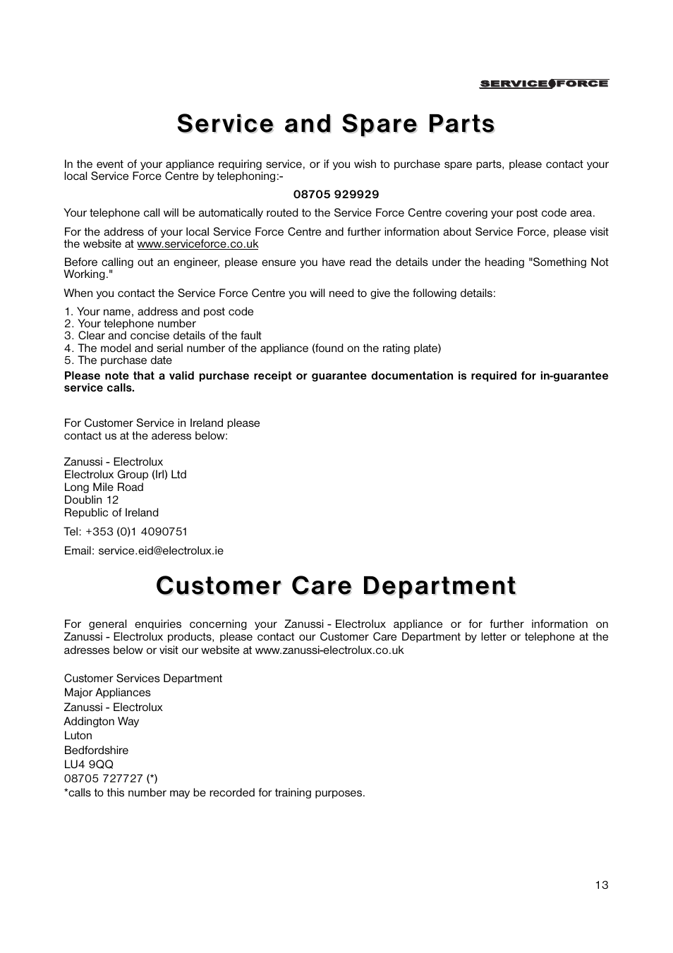 Zanussi ZERB 8643 User Manual | Page 13 / 20