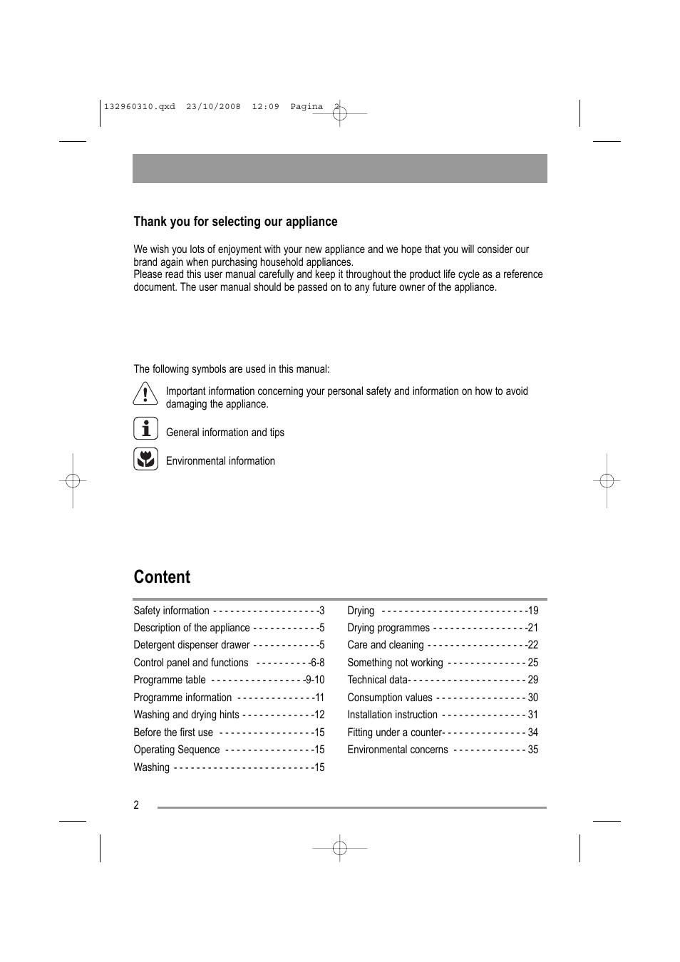 Content | Zanussi ZKH 2105 User Manual | Page 2 / 36