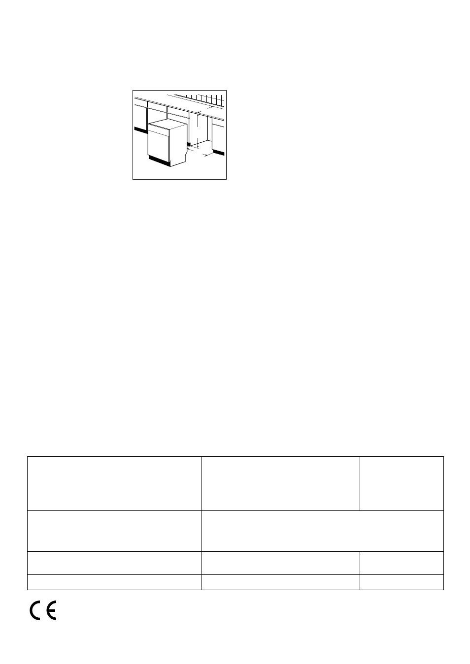 Fitting under a counter, Levelling, Technical specifications | Zanussi DA 6153 User Manual | Page 7 / 24