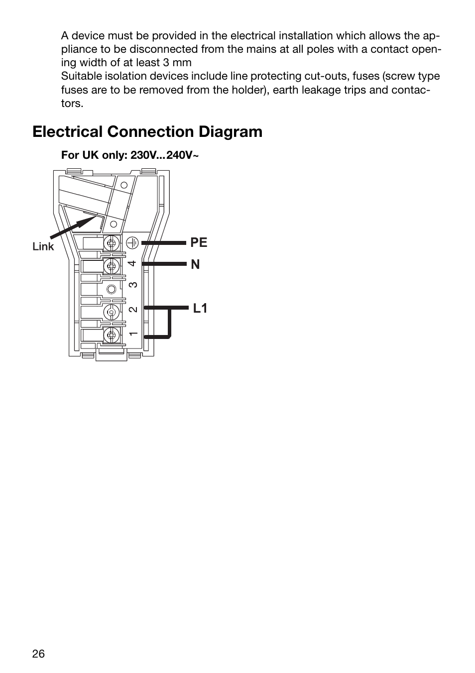 Electrical connection diagram | Zanussi ZKT631DX User Manual | Page 26 / 36