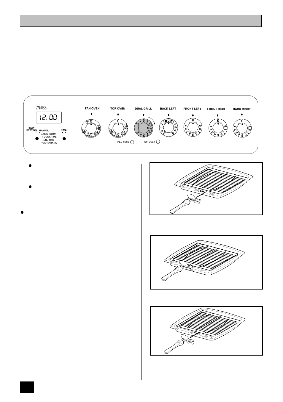 The grill | Zanussi ZCE ID User Manual | Page 16 / 36
