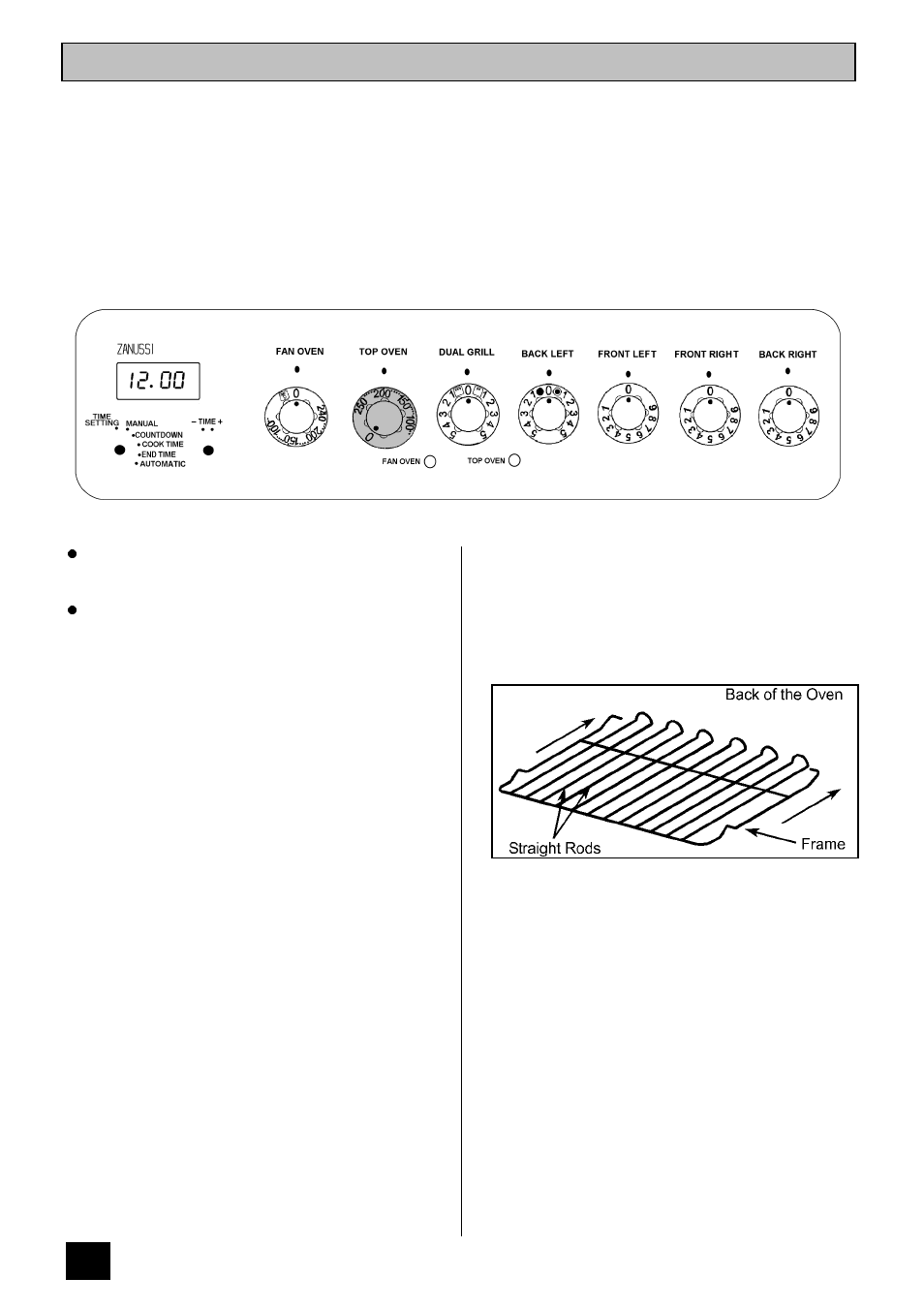 The top oven | Zanussi ZCE ID User Manual | Page 18 / 36