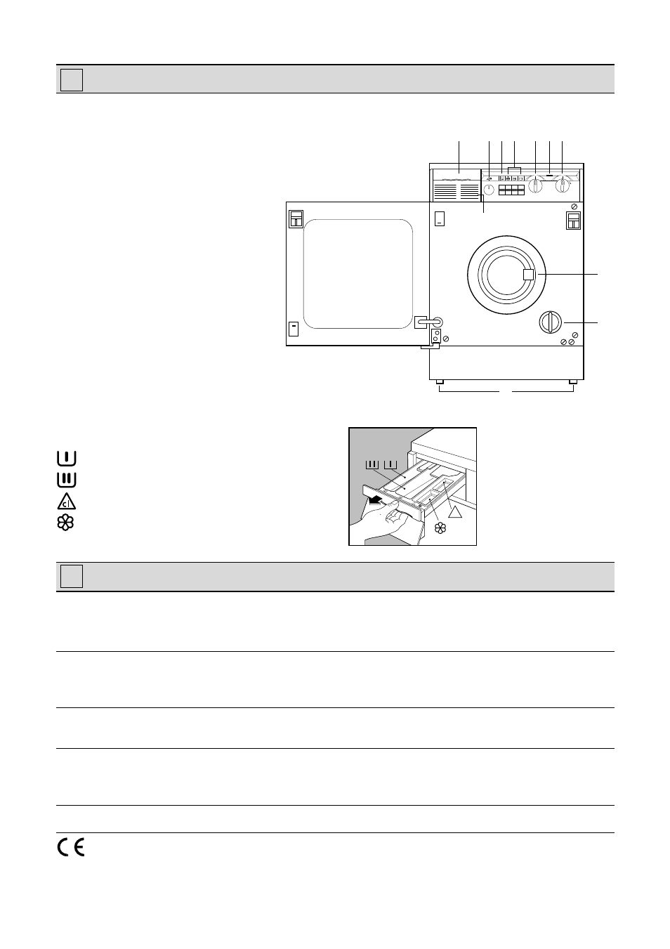 Description of the appliance, Technical specifications, Detergent dispenser drawer | Zanussi FL 1014 V1 User Manual | Page 5 / 21