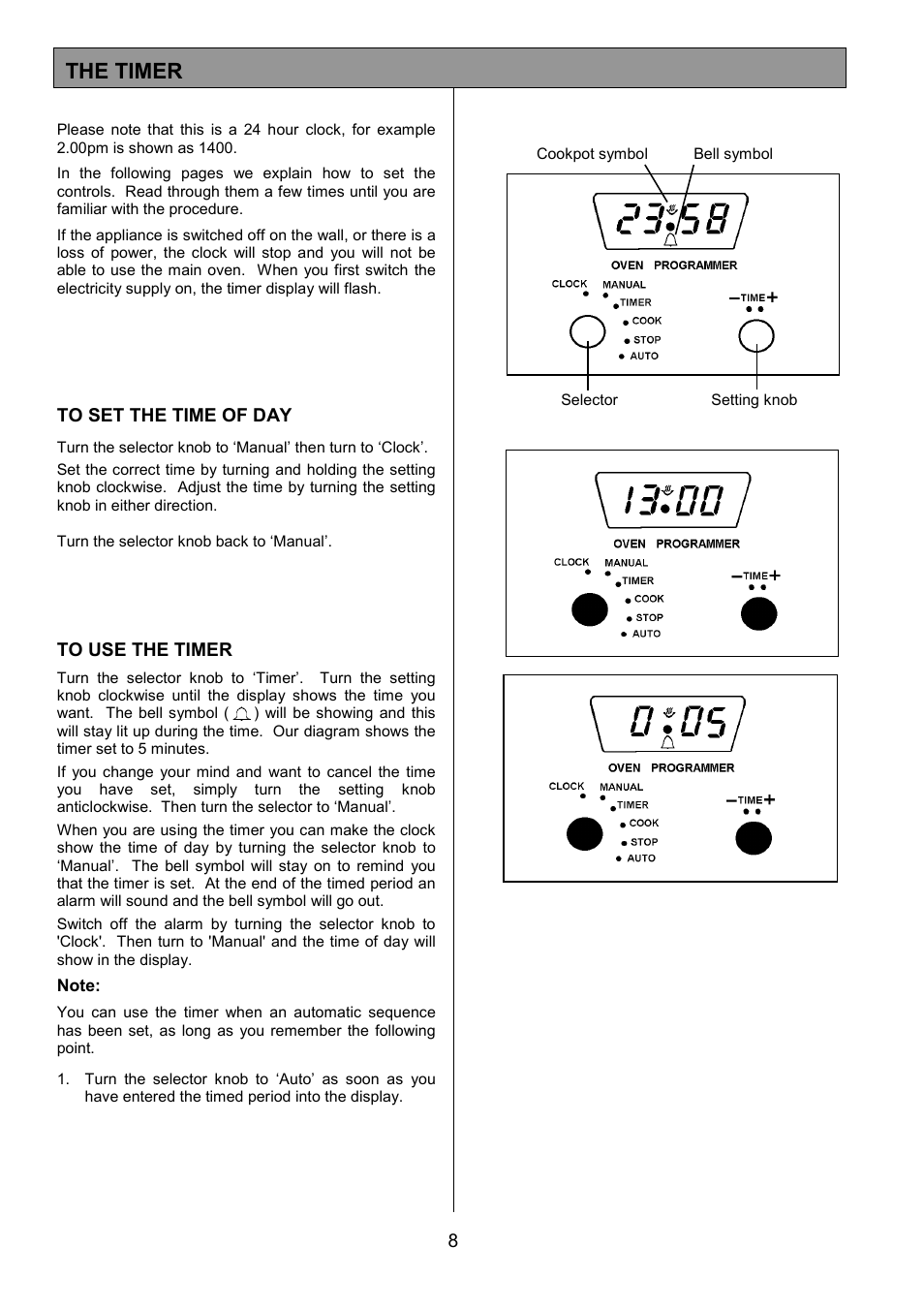 The timer | Zanussi ZCM 7902 User Manual | Page 8 / 40