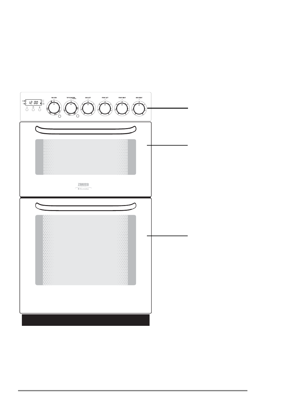 Electric slip-in double oven, Description of the appliance, Electric | Slip-in double oven, Fan oven control panel grill/second oven | Zanussi ZCE 5000 User Manual | Page 5 / 40