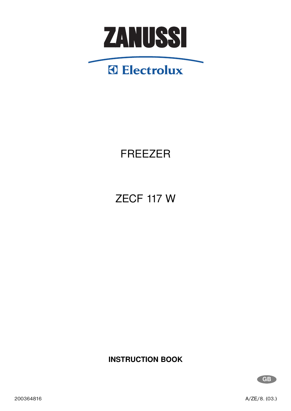 Zanussi ZECF 117 W User Manual | 16 pages