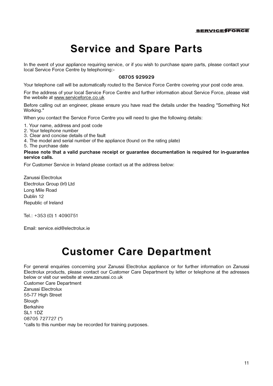 Zanussi ZECF 117 W User Manual | Page 11 / 16