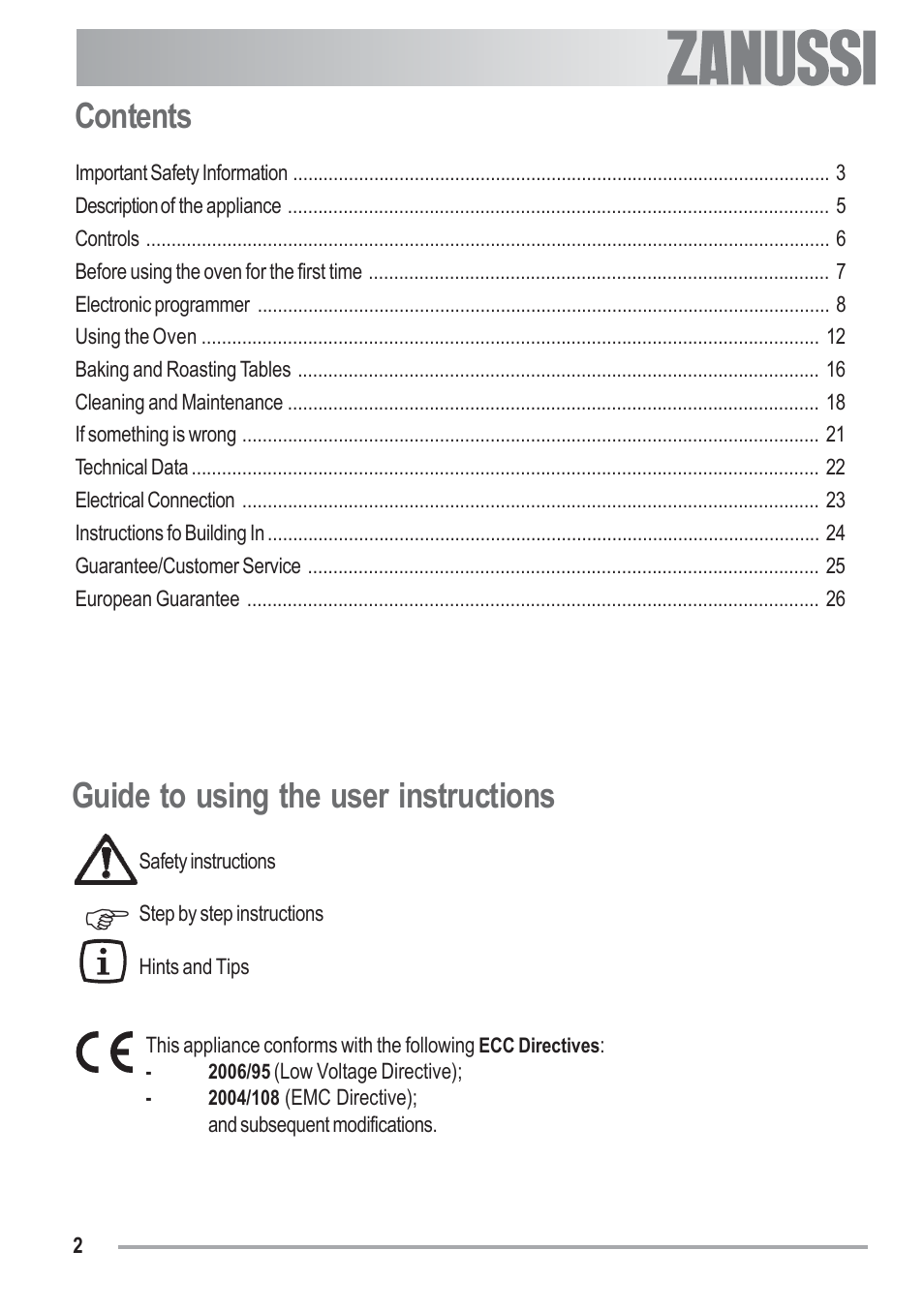 Zanussi ZOB 330 User Manual | Page 2 / 28