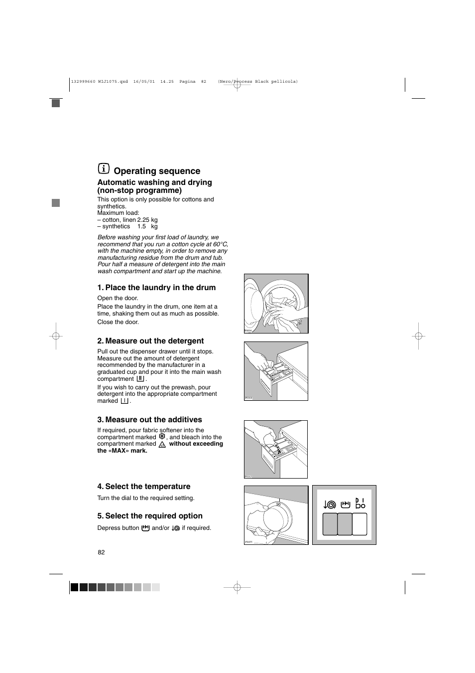 Operating sequence | Zanussi WIJ1075 User Manual | Page 14 / 23