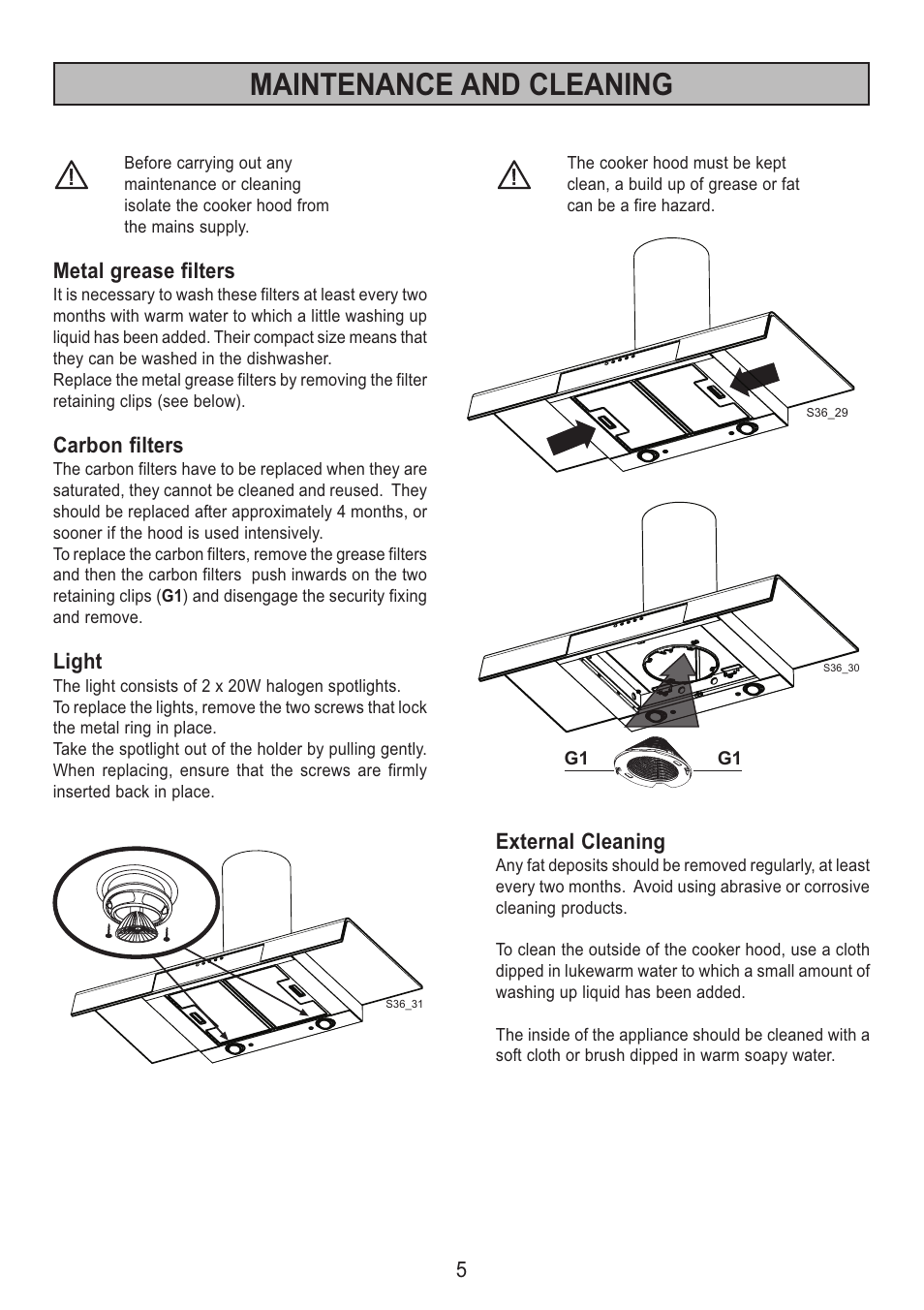 Maintenance and cleaning | Zanussi ZHC 95 ALU User Manual | Page 5 / 20