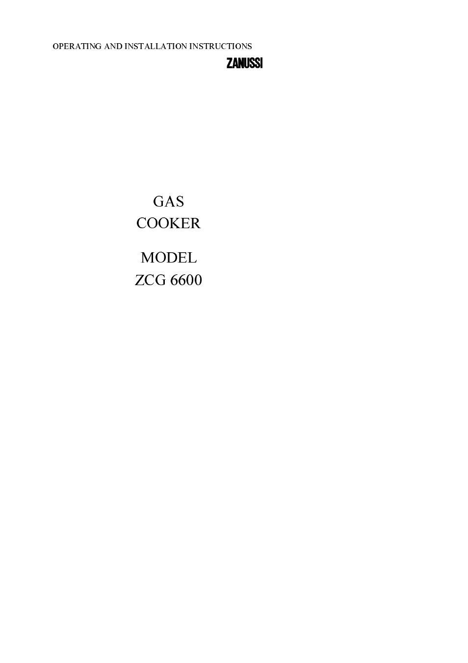 Zanussi ZCG 6600 User Manual | 51 pages