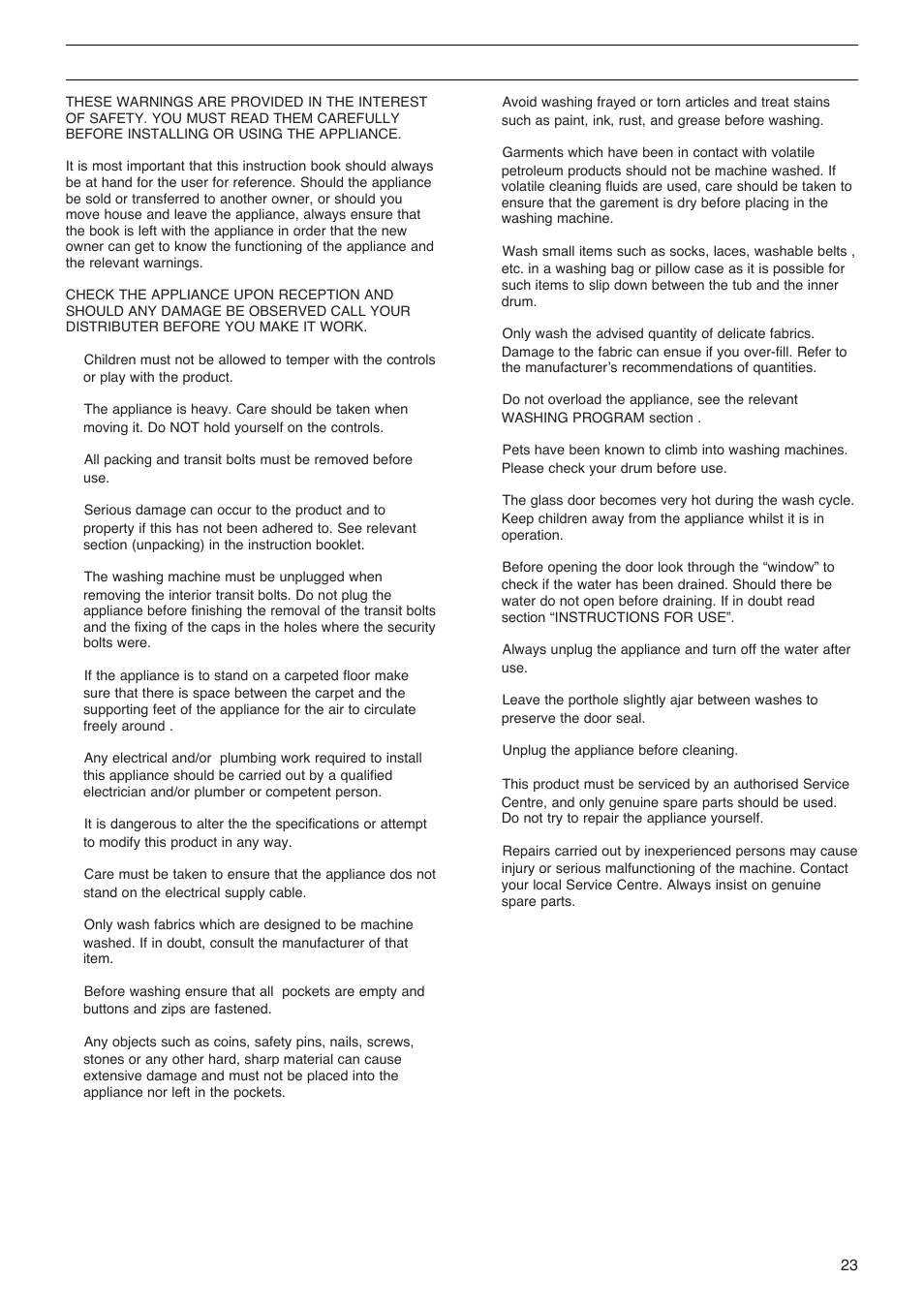 Warnings | Zanussi FLS 522 C User Manual | Page 3 / 12