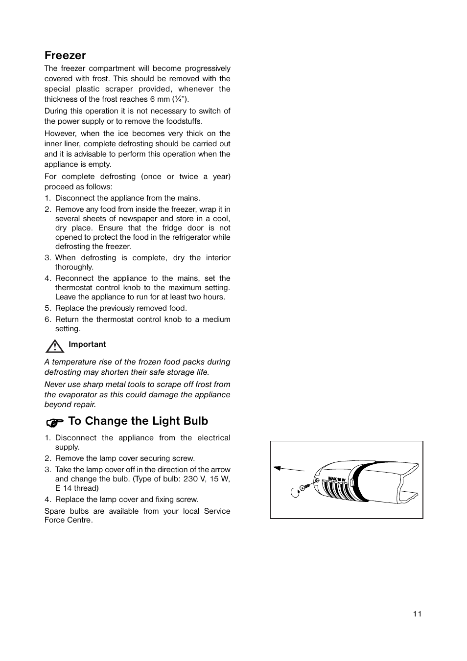 Freezer | Zanussi ZRB 2641 User Manual | Page 11 / 20