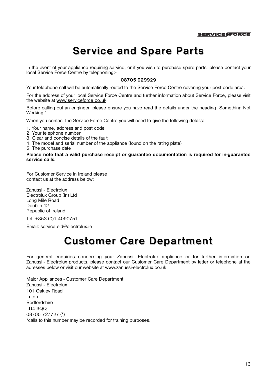 Zanussi ZRB 2641 User Manual | Page 13 / 20