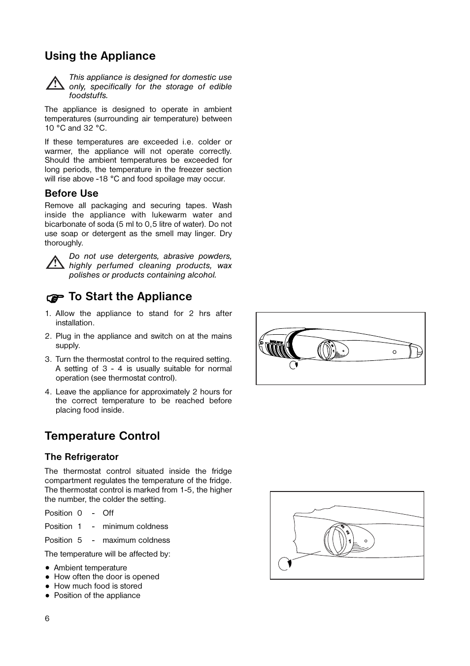 Using the appliance, Temperature control | Zanussi ZRB 2641 User Manual | Page 6 / 20