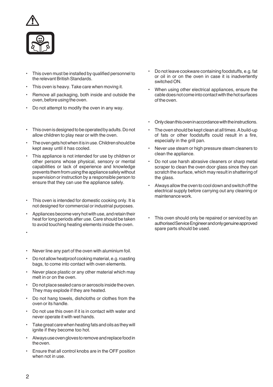Important safety information, Installation, Child safety | During use, Maintenance and cleaning, Service | Zanussi ZBF 569 User Manual | Page 2 / 28