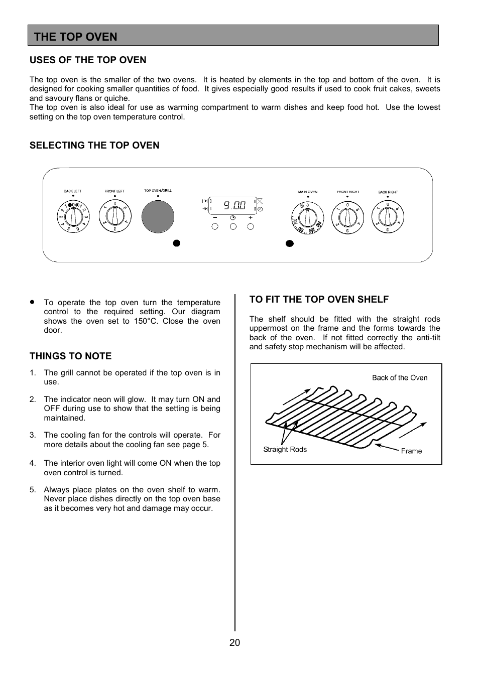 The top oven | Zanussi ZCE 7690 User Manual | Page 20 / 36