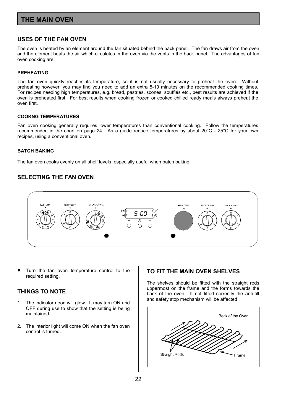 The main oven | Zanussi ZCE 7690 User Manual | Page 22 / 36