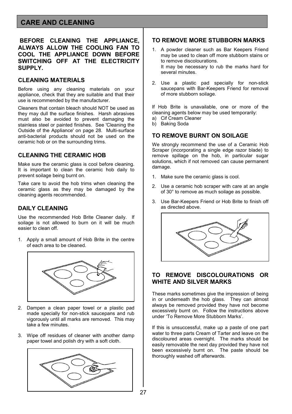 Care and cleaning | Zanussi ZCE 7690 User Manual | Page 27 / 36