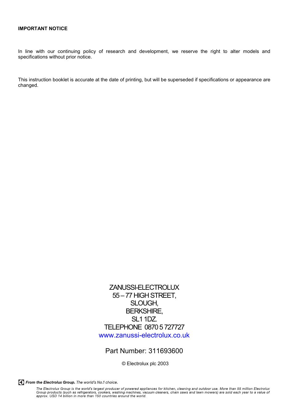 Zanussi ZCE 7690 User Manual | Page 36 / 36