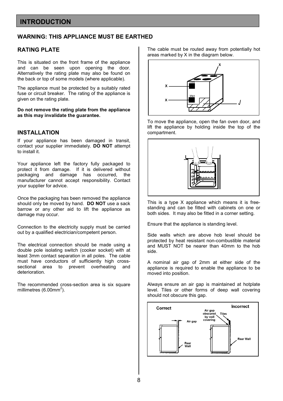 Introduction, Installation | Zanussi ZCE 7690 User Manual | Page 8 / 36