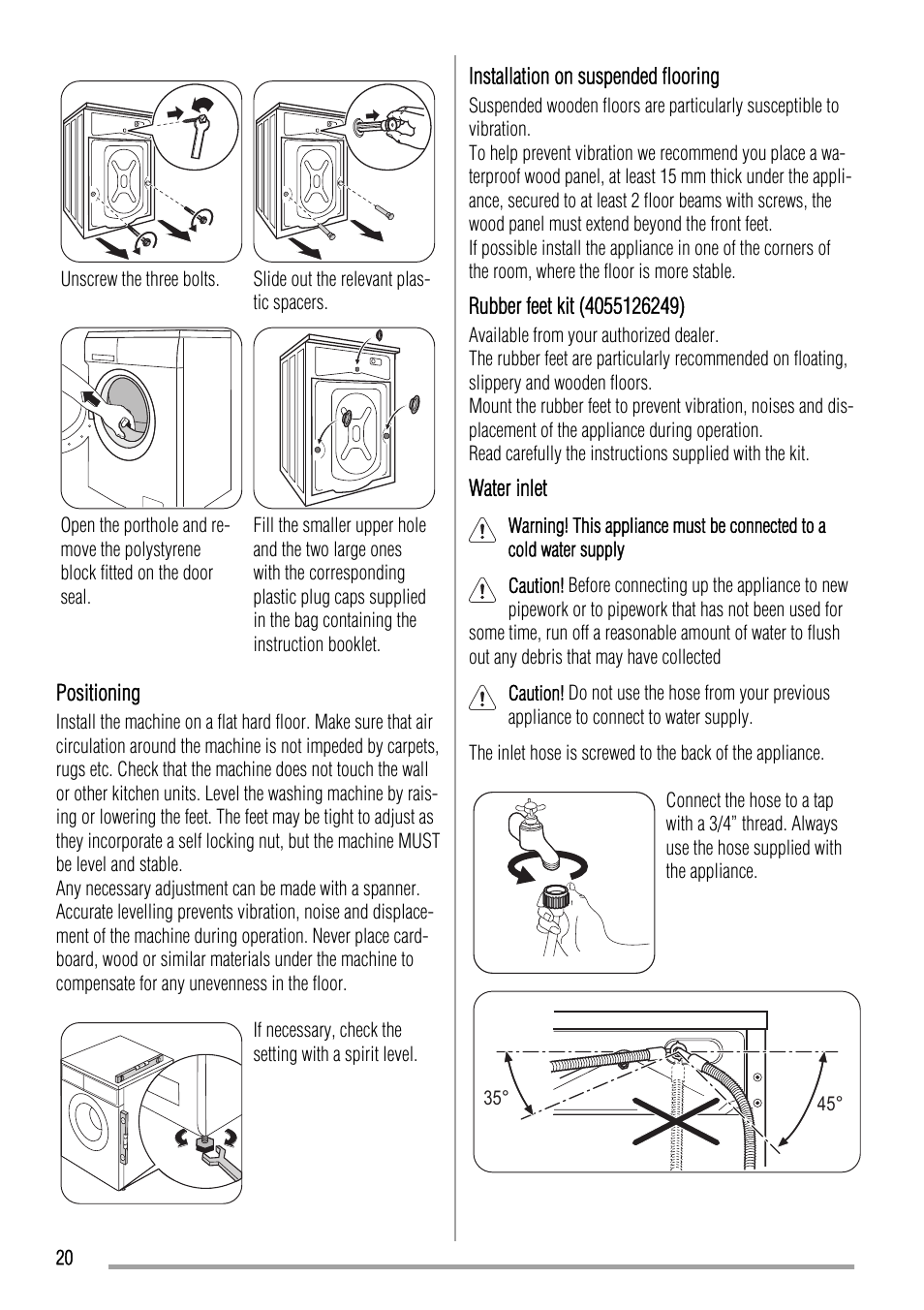 Zanussi ZWN 6120 L User Manual | Page 20 / 24