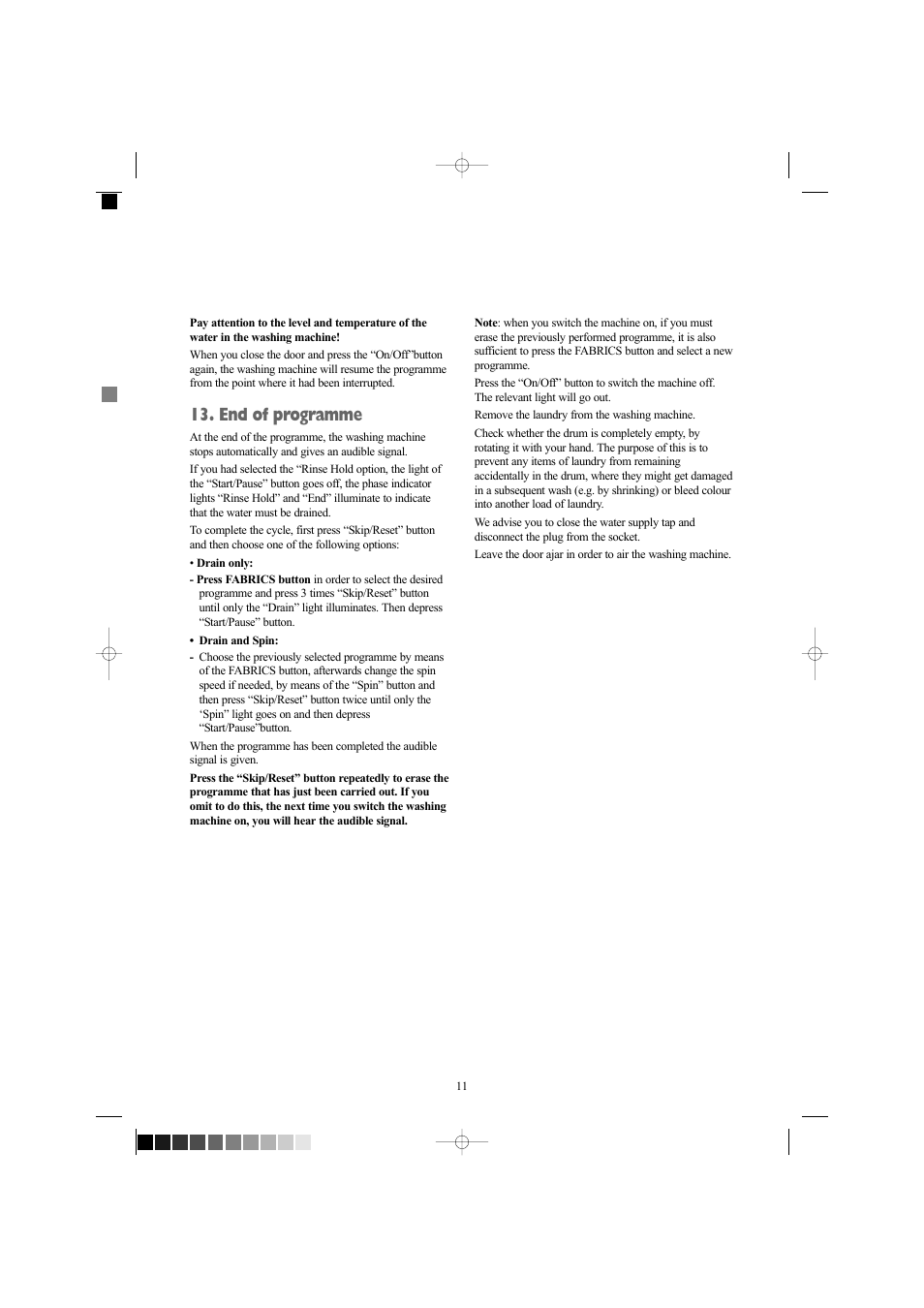 End of programme | Zanussi ZWX 1606 W User Manual | Page 11 / 28