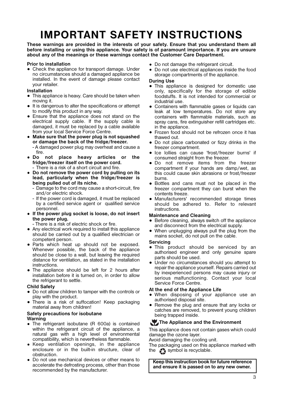 Impor | Zanussi ZRD 7846 User Manual | Page 3 / 20