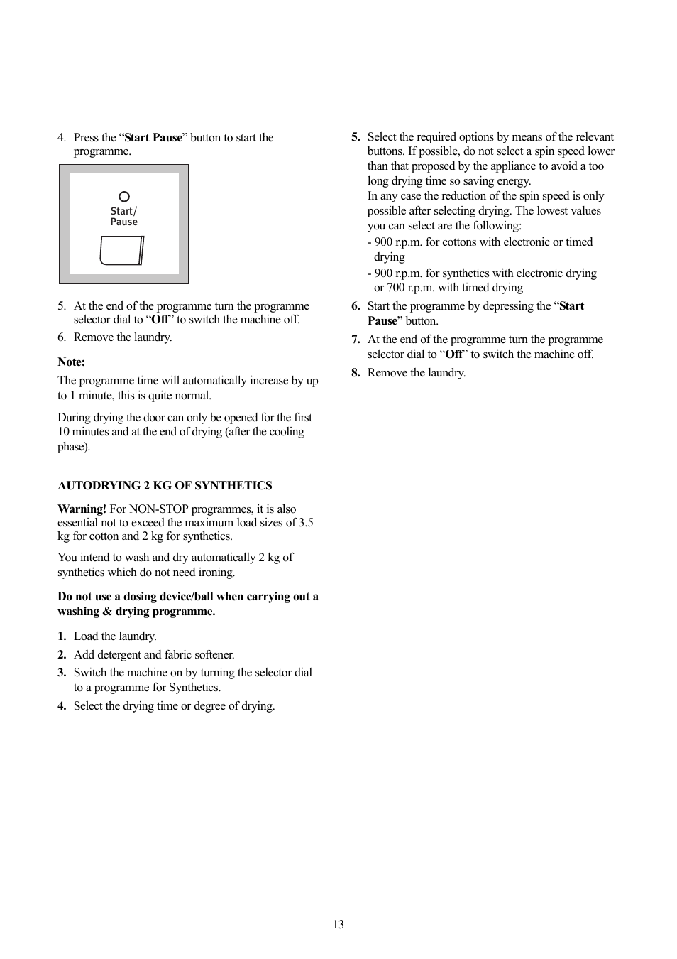 Zanussi ZWD 1682 W User Manual | Page 13 / 30