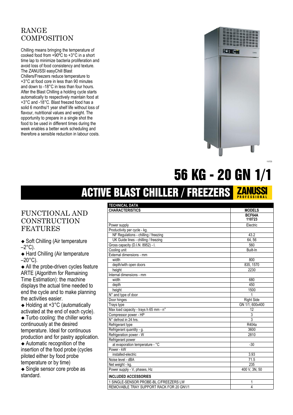 Zanussi BCF64A User Manual | 3 pages