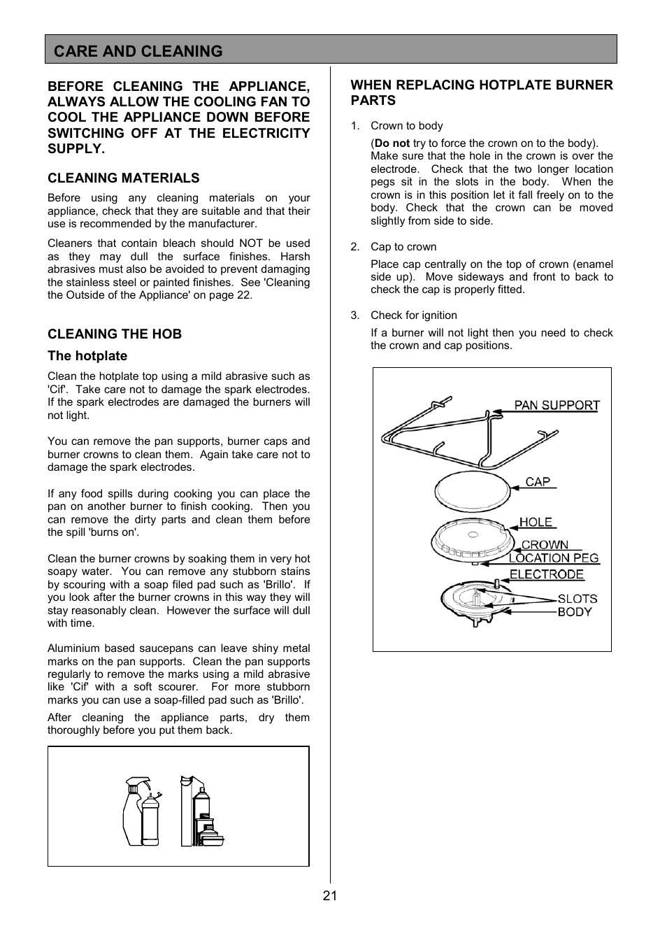 Care and cleaning | Zanussi ZCM 7901 User Manual | Page 21 / 40