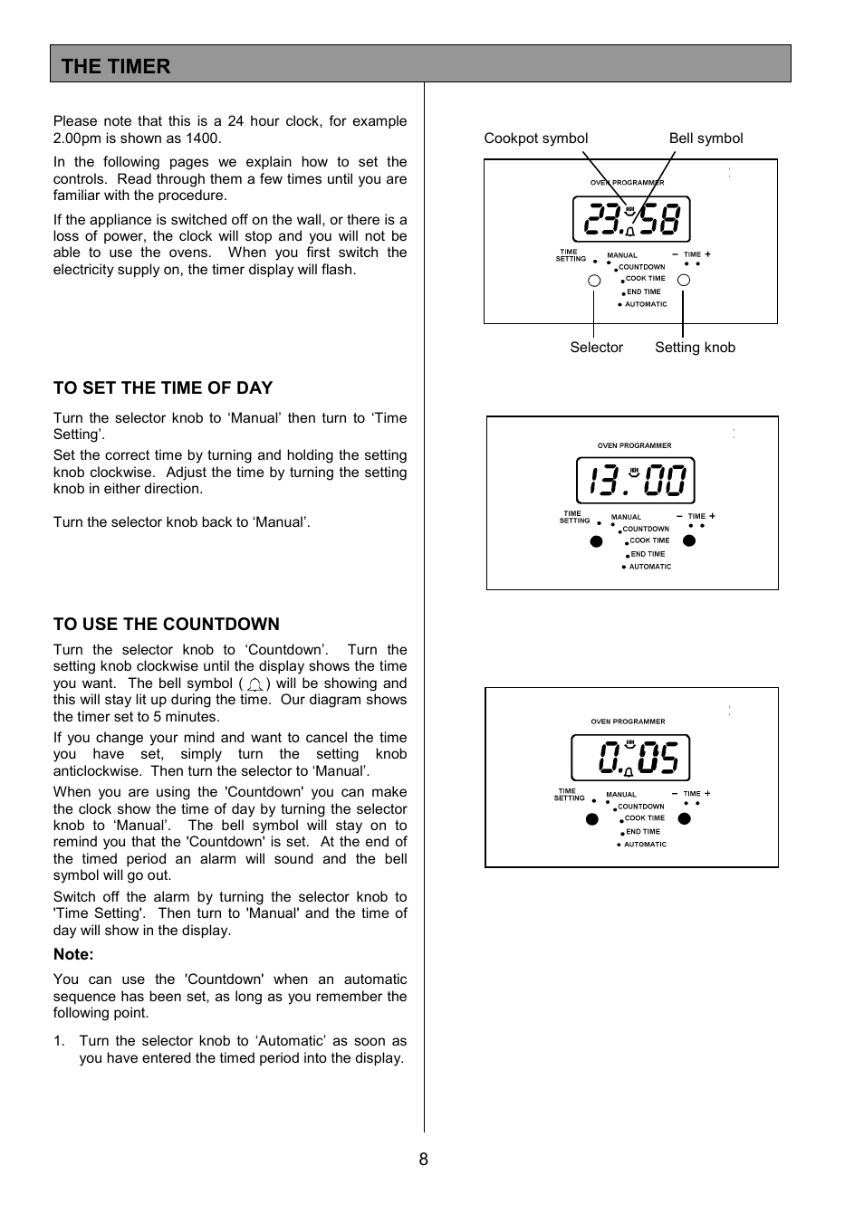 The timer | Zanussi ZCM 7901 User Manual | Page 8 / 40