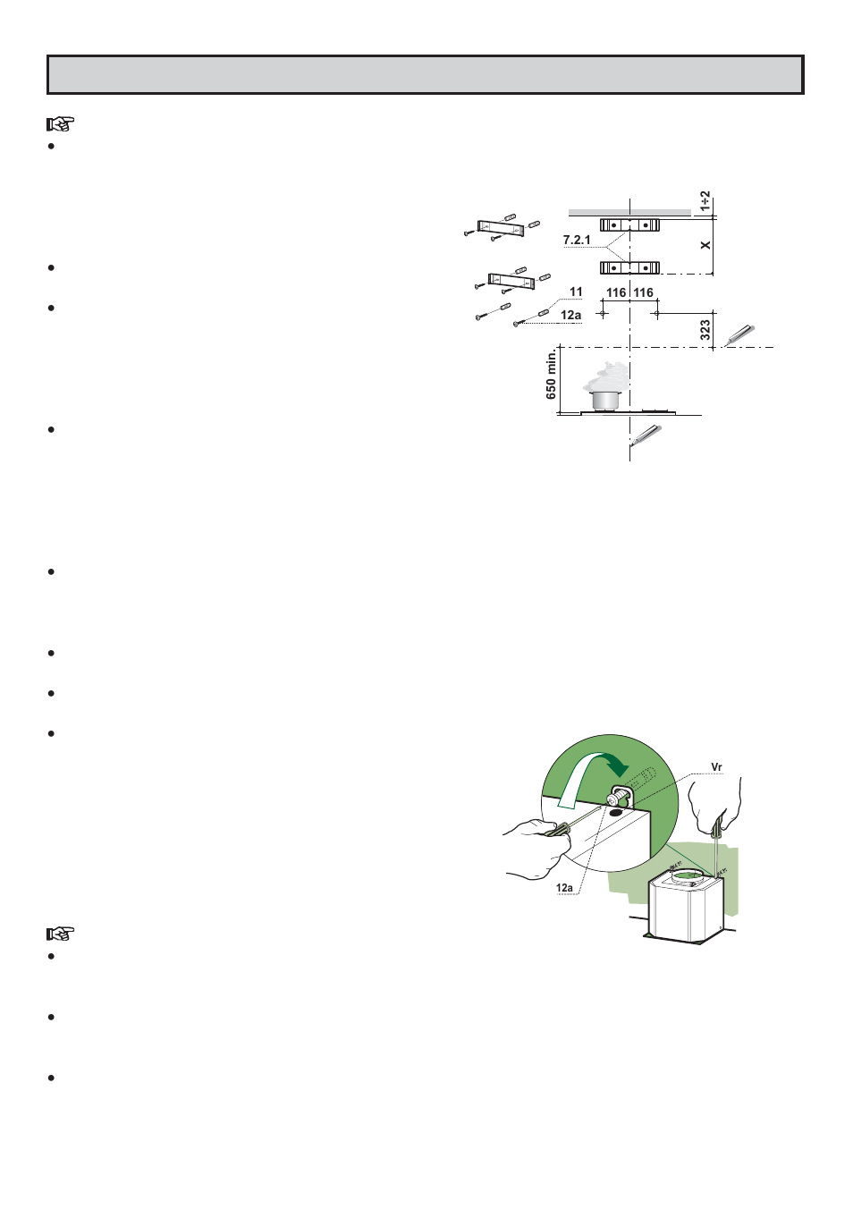 Installing the cooker hood, Fitting the wall brackets, Fitting the hood body | Zanussi ZHC960 User Manual | Page 13 / 16