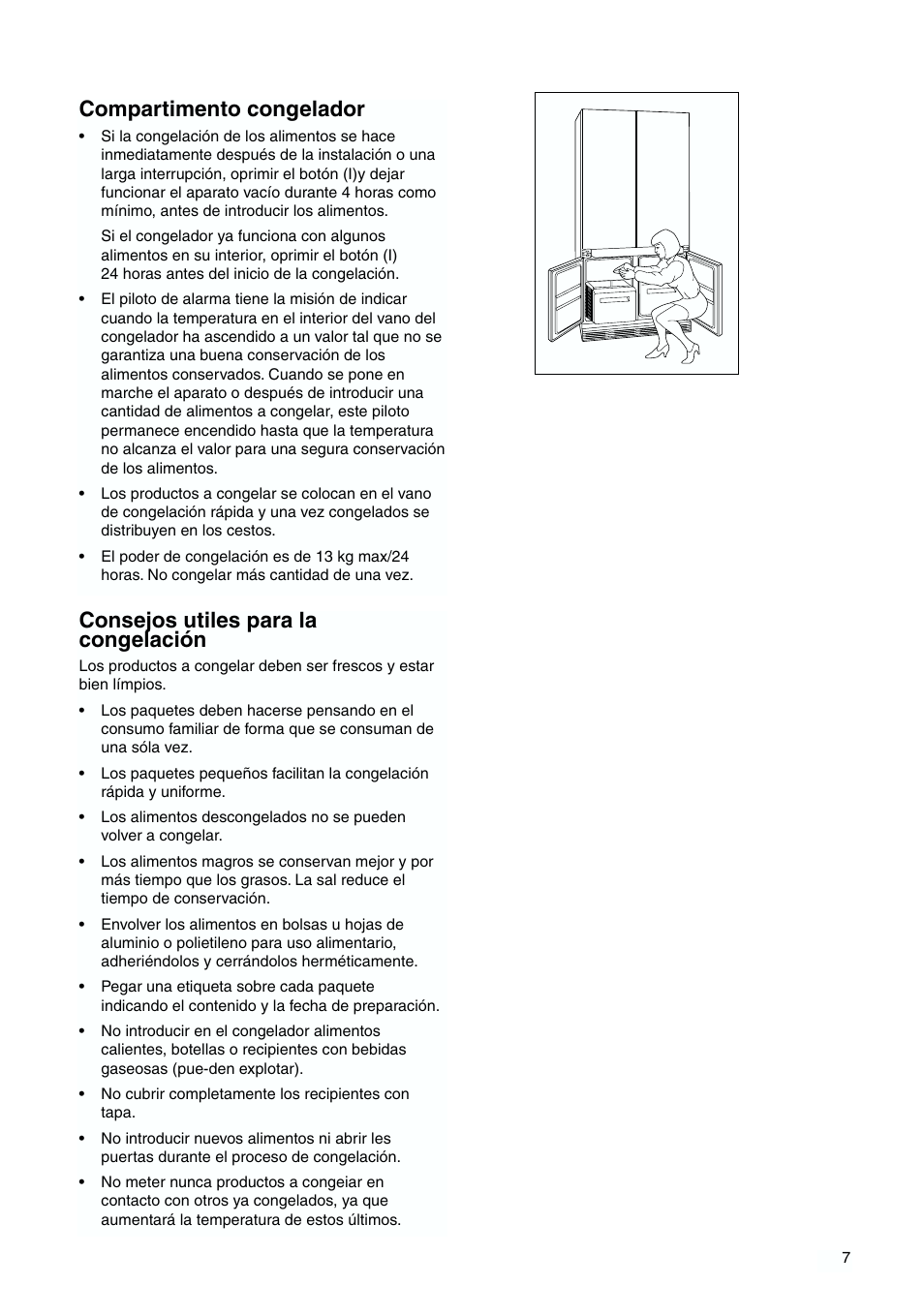 Consejos utiles para la congelación, Compartimento congelador | Zanussi ZJB 9476 X User Manual | Page 7 / 32