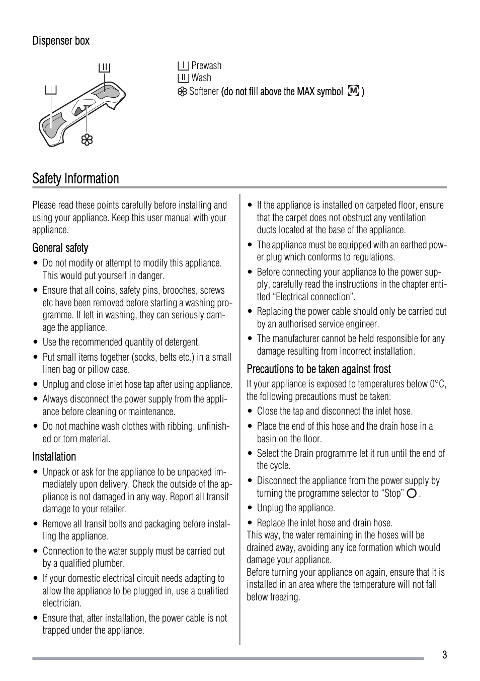 Safety information | Zanussi ZWQ 6120 User Manual | Page 3 / 12