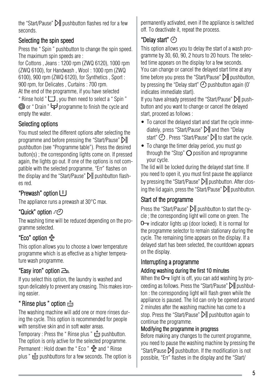 Zanussi ZWQ 6120 User Manual | Page 5 / 12